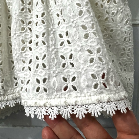 Womens White Lace Eyelet Embroidered Cottagecore Festival Romantic Tank Cami Top - Picture 7 of 13